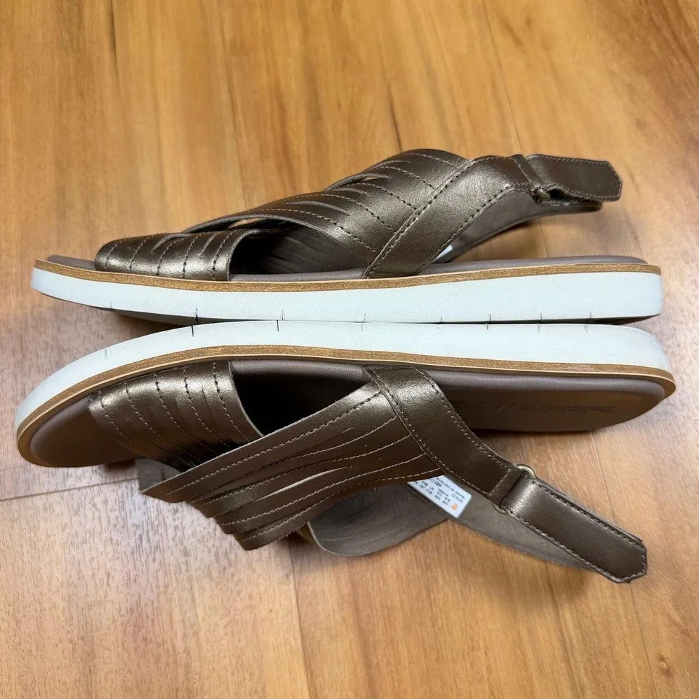 Timberland Womens Sandals 9.5 Bronze SensorFlex Crossband Slingback A1VNA